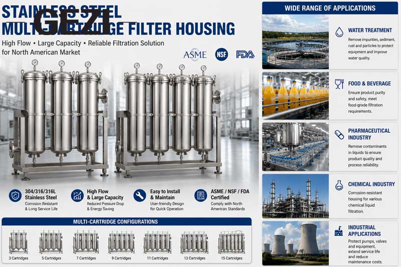 Premium Stainless Steel Filter Housings for North America: FDA, ASME & NSF Certified Solutions for Water, Pharma, And Food Industries